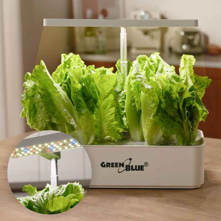 Sistem inteligent de cultivare a plantelor de interior GreenBlue, SMART pot, capacitate 4L, pentru 12 plante, LED-uri cu spectru complet, GB133