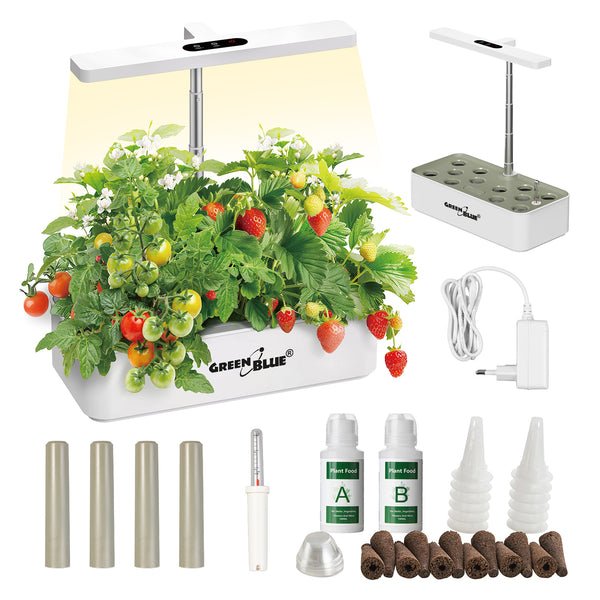 Sistem inteligent de cultivare a plantelor de interior GreenBlue, SMART pot, capacitate 4L, pentru 12 plante, LED-uri cu spectru complet, GB133