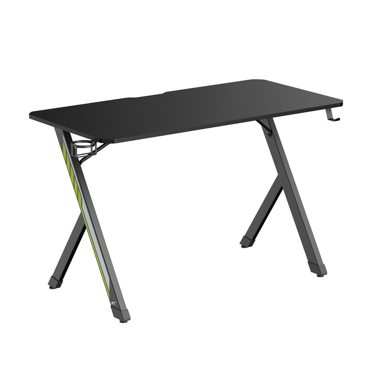 NanoRS gaming desk, negru, cu suport pentru căști și pahare, max. 75kg, dimensiuni 1200x600x750mm, RS101