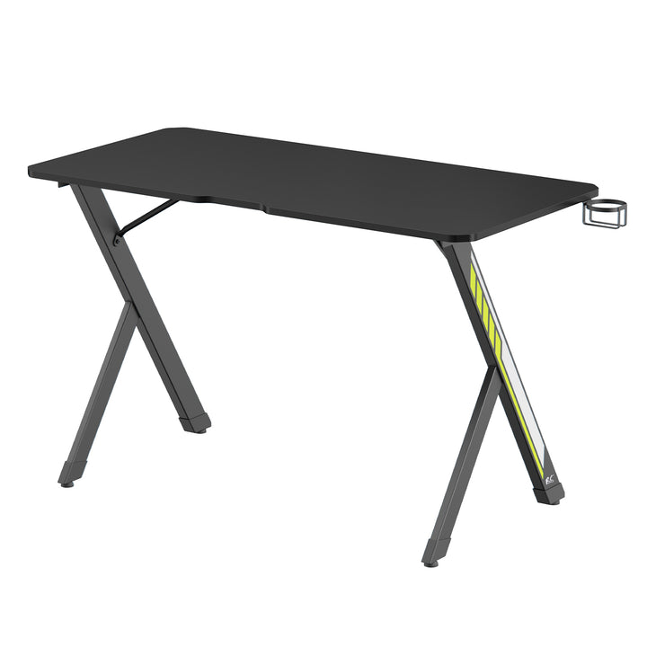 NanoRS gaming desk, negru, cu suport pentru căști și pahare, max. 75kg, dimensiuni 1200x600x750mm, RS101