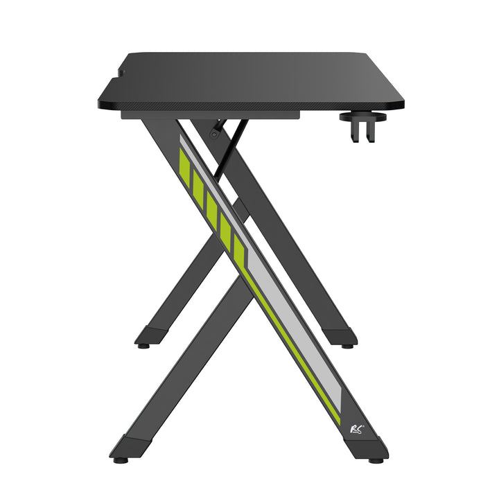 NanoRS gaming desk, negru, cu suport pentru căști și pahare, max. 75kg, dimensiuni 1200x600x750mm, RS101