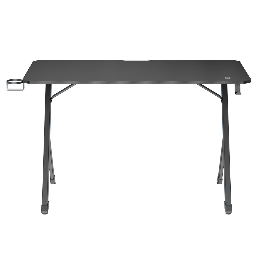 Birou de gaming NanoRS, negru, cu suport pentru căști și pahare, retroiluminare RGB, max. 75kg, dimensiuni 1200x600x750mm, RS102