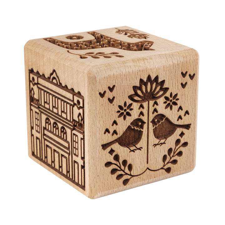 Stampila pentru prajituri din lemn gravat Goody Woody, 6 cm, lemn de fag, 6 modele, stil scandinav