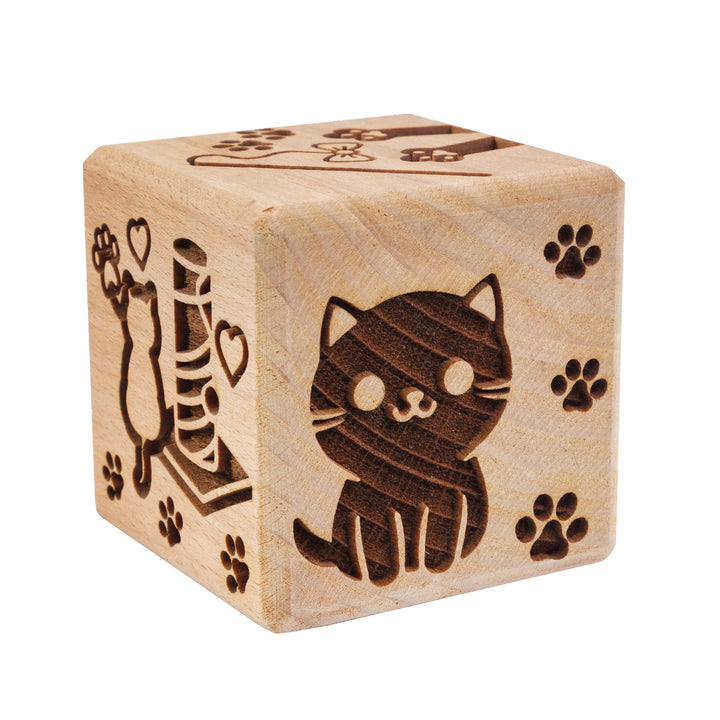Stampila pentru prajituri din lemn gravat Goody Woody, 6 cm, lemn de fag, 6 modele, pisici