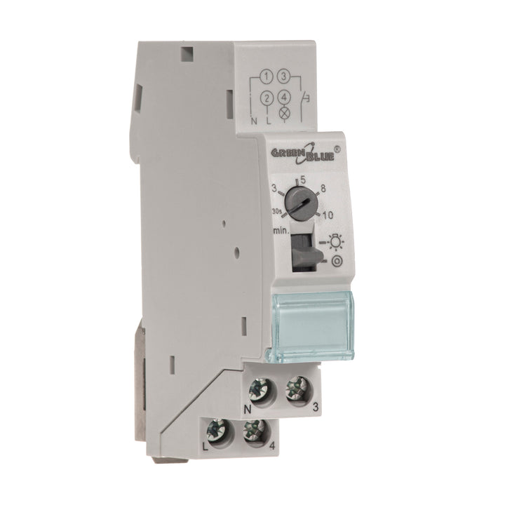 Set 3 șine de scară reglabile automat GreenBlue DIN iluminat, control 30s-10m, max 2300 W, GB114, 3 unități