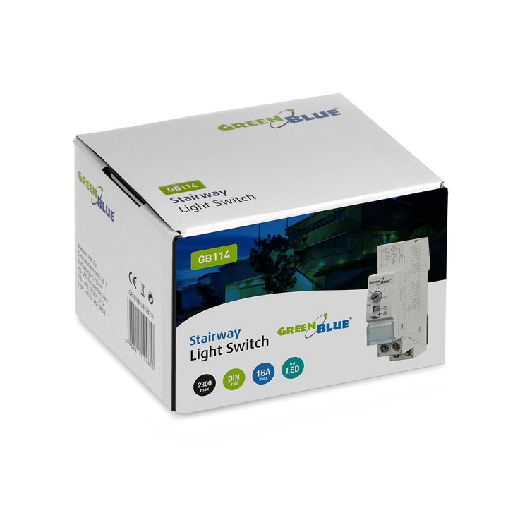 Set 3 șine de scară reglabile automat GreenBlue DIN iluminat, control 30s-10m, max 2300 W, GB114, 3 unități