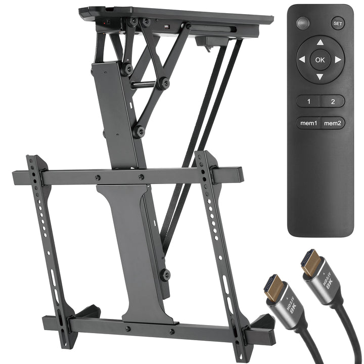 Suport TV electric pentru montare pe tavan Maclean, max VESA 600x400, pentru pereți înclinați, telecomandă, 32"-70", 35kg, MC-880 + Maclean HDMI 2.1a Cable, 3m, 8K HDR, MCTV-442