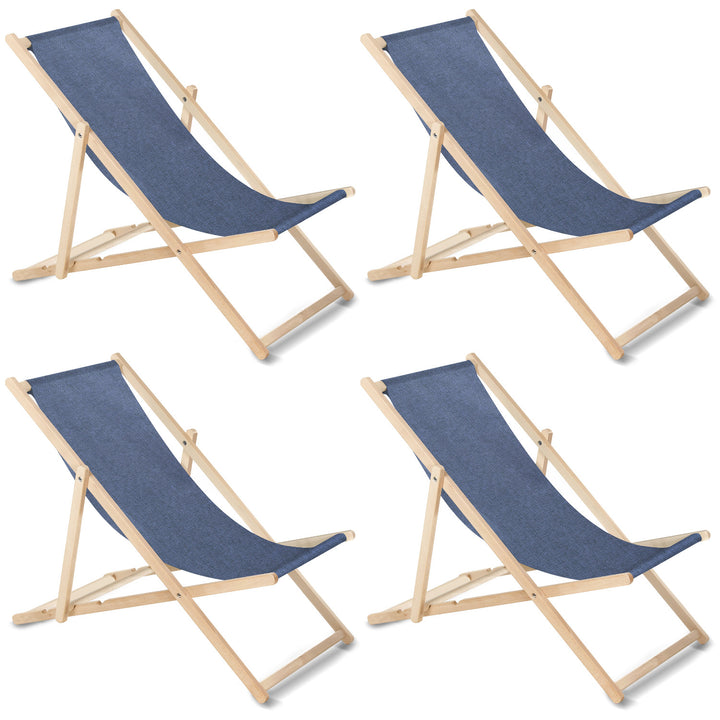 GreenBlue GB183M albastru melange fag șezlong clasic, 4 bucăți