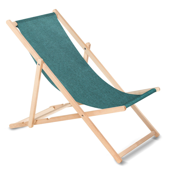 Set 4 sezlonguri din lemn solid GreenBlue GB183, turcoaz