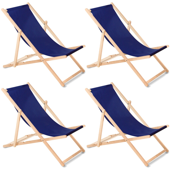 Set 4 sezlonguri din lemn solid GreenBlue GB183, bleumarin