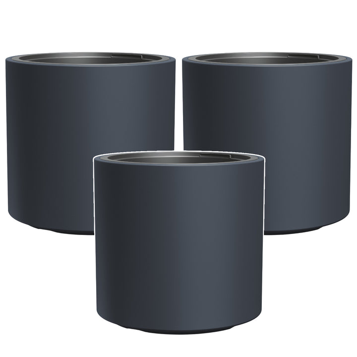Set 2 Ghivece cu insertie Prosperplast Heos, înălțime 29cm, antracit