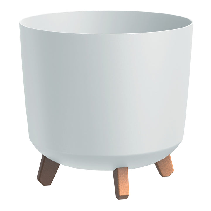 Set 2 ghivece Prosperplast Gracia Tubus, cu picioare, inserție de irigare, înălțime 28.5cm, alb