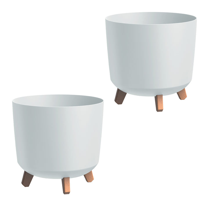 Set 2 ghivece Prosperplast Gracia Tubus, cu picioare, inserție de irigare, înălțime 28.5cm, alb