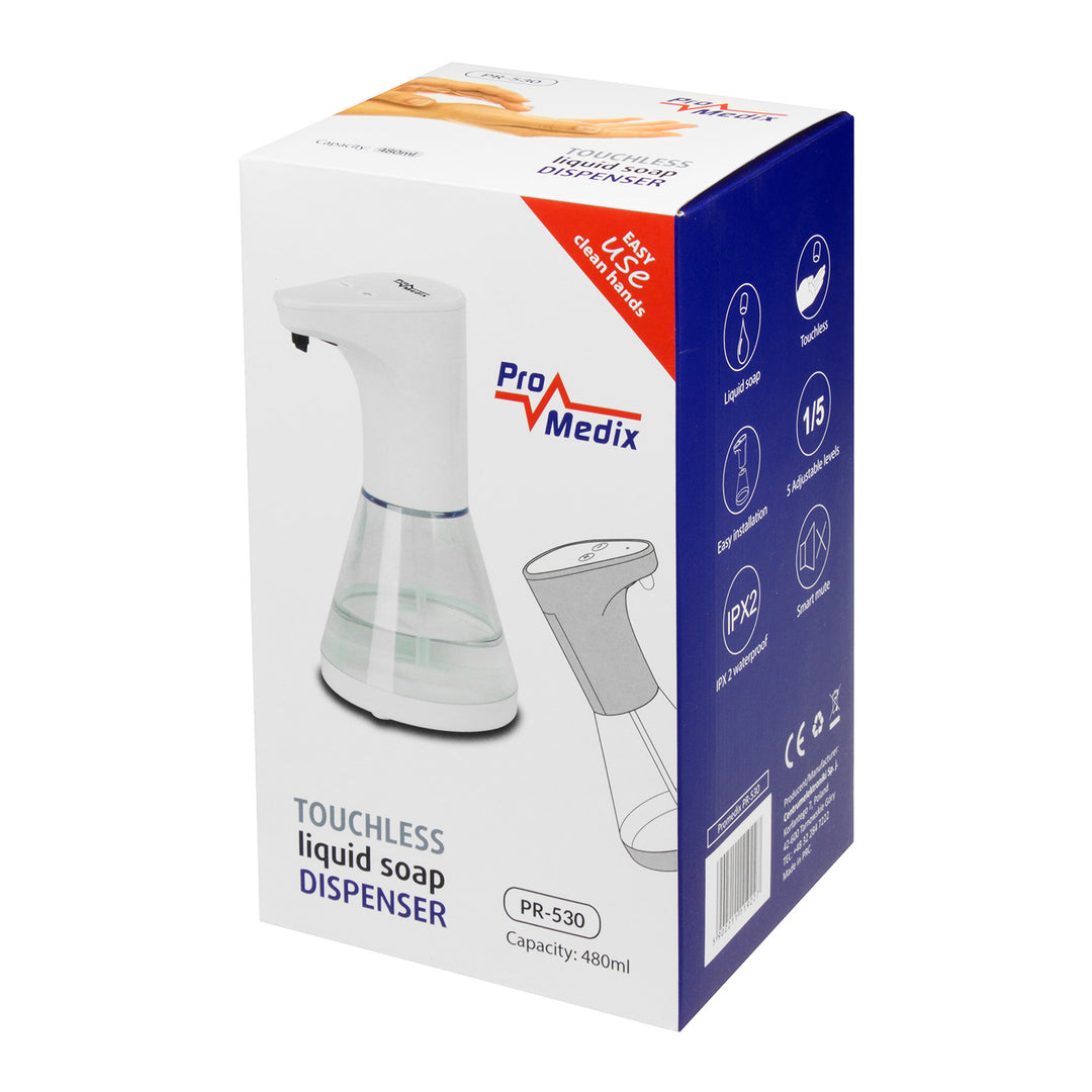 Distribuitor de săpun automat Promedix PR-530, pentru săpunuri lichide, lichide dezinfectante, 480ml, + 4x baterii AA Varta Industrial LR6/AA R-06