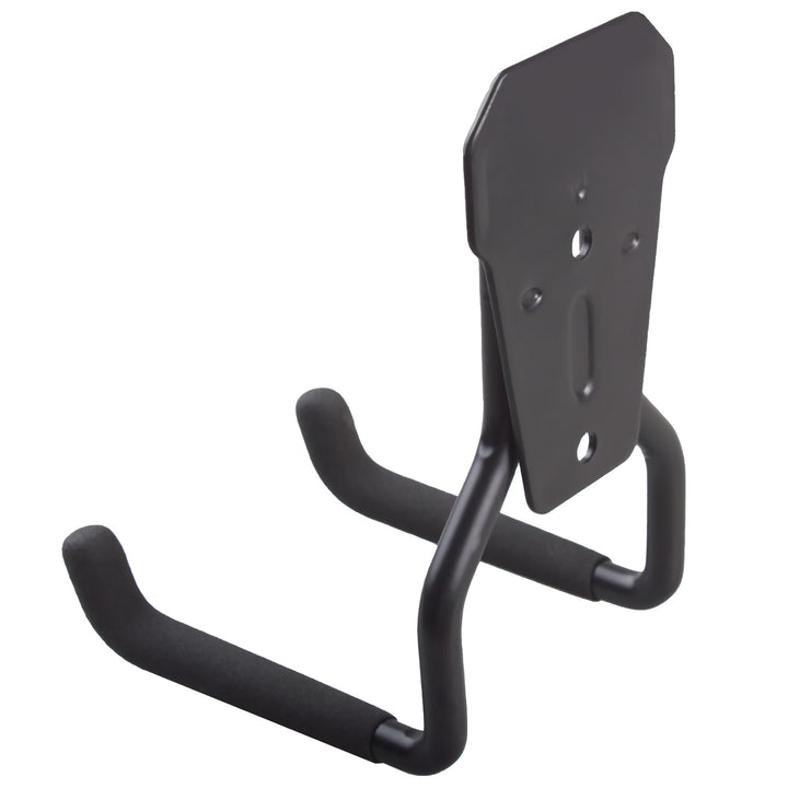 Set 2 suporturi de perete pentru bicicleta Maclean, pentru garaj, anvelope, unelte de grădină, scari, furtunuri de grădină, greutate max. 35 kg, MC-439 + cârlig de perete din oțel pentru garaj 35 kg negru