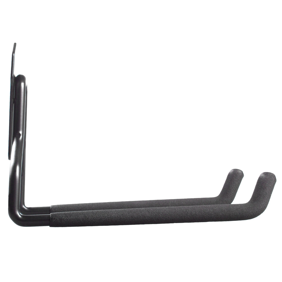 Set 2 suporturi de perete pentru bicicleta Maclean, pentru garaj, anvelope, unelte de grădină, scari, furtunuri de grădină, greutate max. 35 kg, MC-439 + cârlig de perete din oțel pentru garaj 35 kg negru