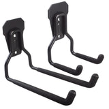 Set 2 suporturi de perete pentru bicicleta Maclean, pentru garaj, anvelope, unelte de grădină, scari, furtunuri de grădină, greutate max. 35 kg, MC-439 + cârlig de perete din oțel pentru garaj 35 kg negru