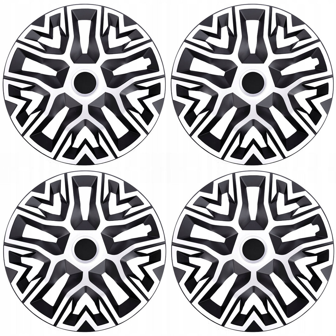 Universal hubcaps 14'' NRM The Best Bicolor alb și negru 4 bucăți