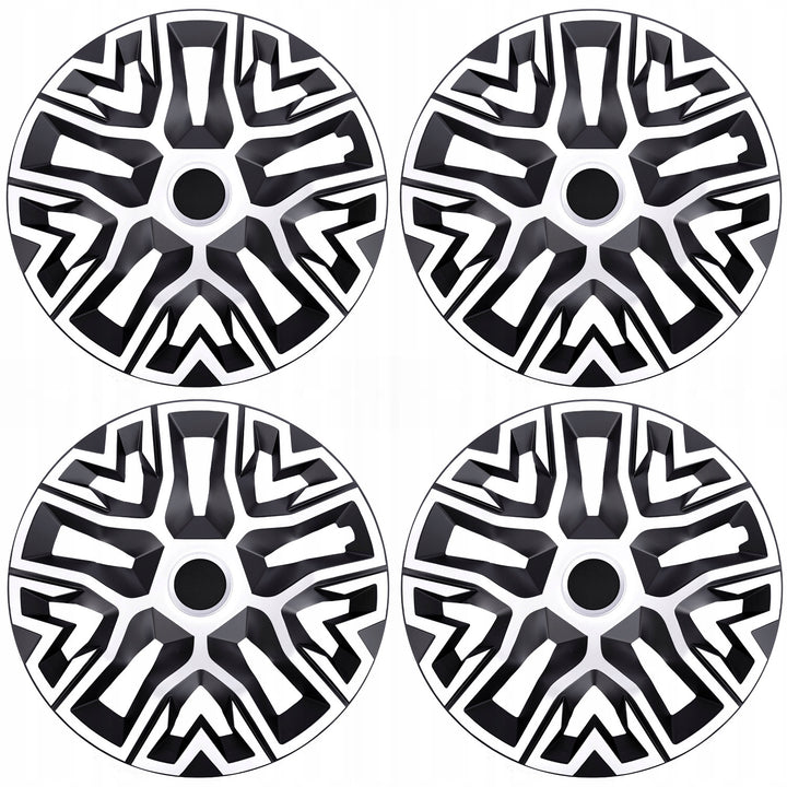 Universal hubcaps 14'' NRM The Best Bicolor alb și negru 4 bucăți