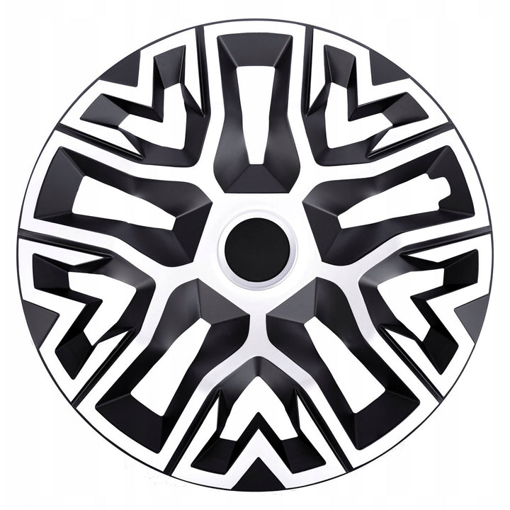 Universal hubcaps 14'' NRM The Best Bicolor alb și negru 4 bucăți