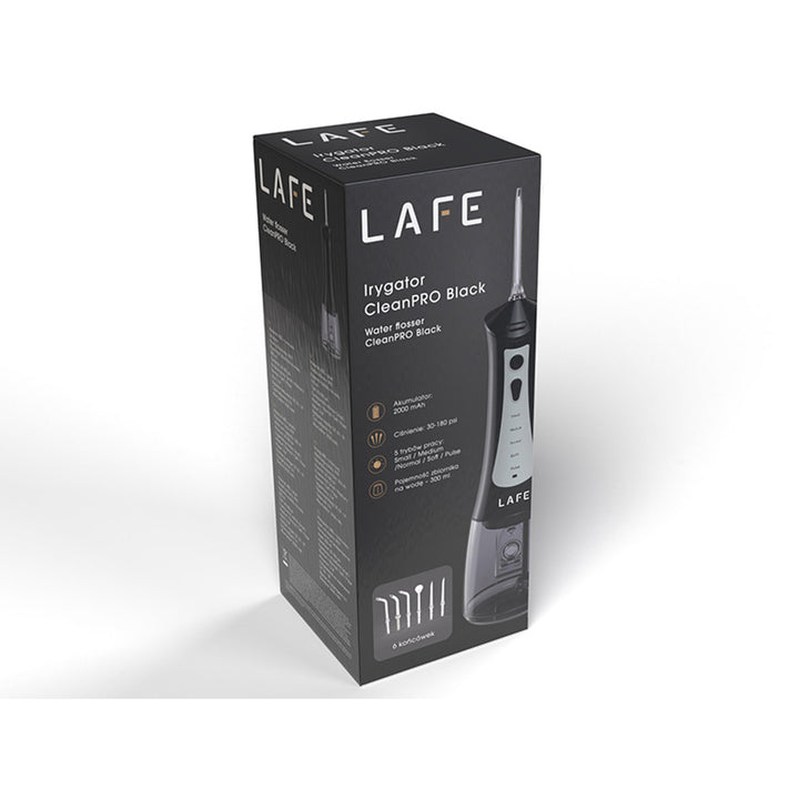 Irigator dentar LAFE, 5 moduri, 6 rezerve, negru, CleanPRO