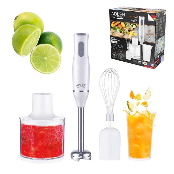Blender de mână multifuncțional Adler, 2 viteze, alb, 800W, AD 4620