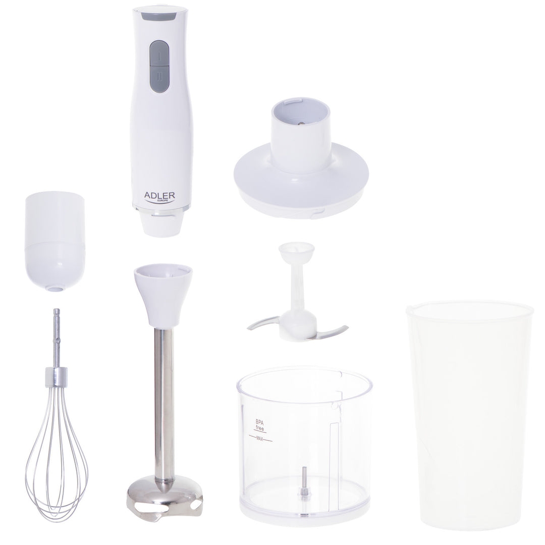 Blender de mână multifuncțional Adler, 2 viteze, alb, 800W, AD 4620