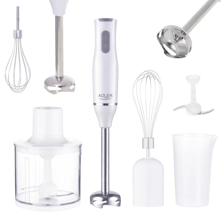 Blender de mână multifuncțional Adler, 2 viteze, alb, 800W, AD 4620