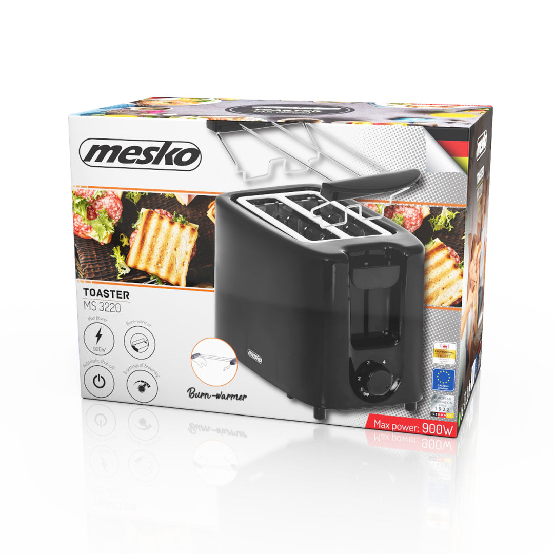 Prajitor de paine Mesko pentru 2 felii, 900W, negru, MS 3220