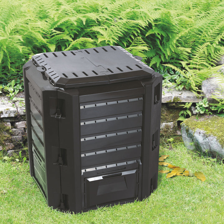 Compostor de grădină 380l rezistent la îngheț Prosperplast, negru, Compogreen