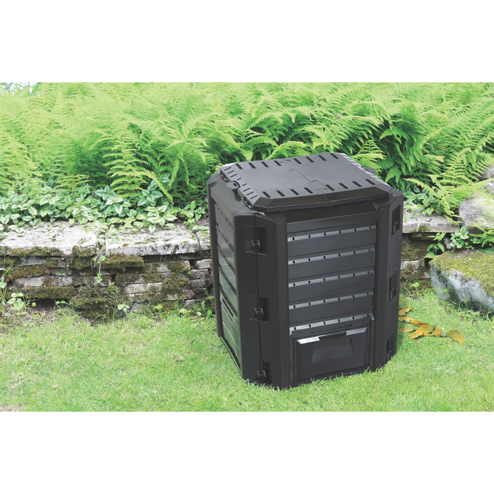 Compostor de grădină 380l rezistent la îngheț Prosperplast, negru, Compogreen
