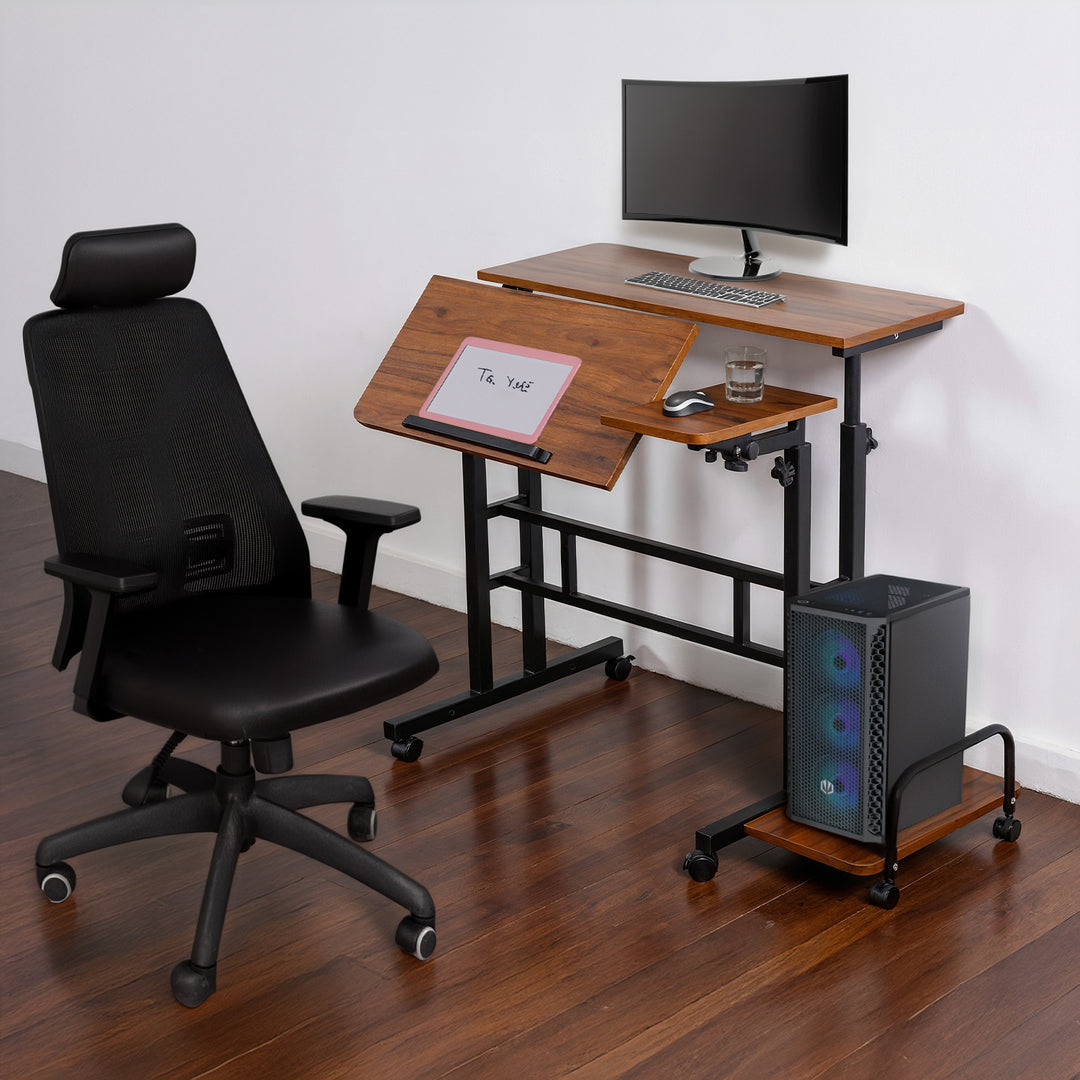 Maclean birou mobil pentru laptop, negru, top 80x60cm, 50kg max, înălțime reglabilă 67-115 cm, MC-124 B