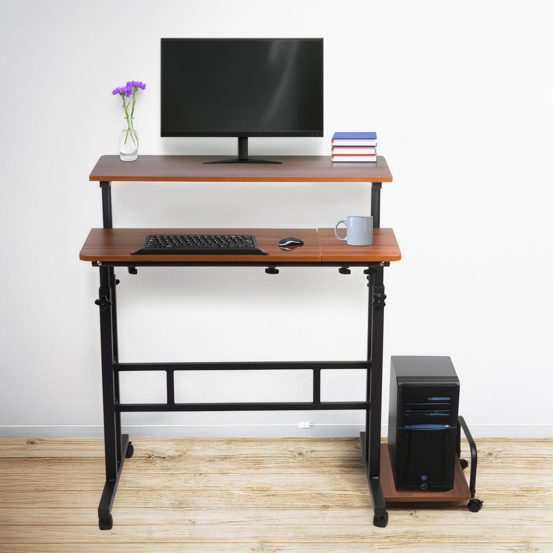 Maclean birou mobil pentru laptop, negru, top 80x60cm, 50kg max, înălțime reglabilă 67-115 cm, MC-124 B