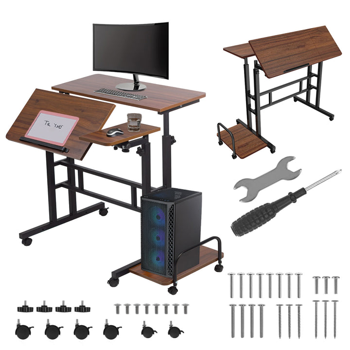 Maclean birou mobil pentru laptop, negru, top 80x60cm, 50kg max, înălțime reglabilă 67-115 cm, MC-124 B