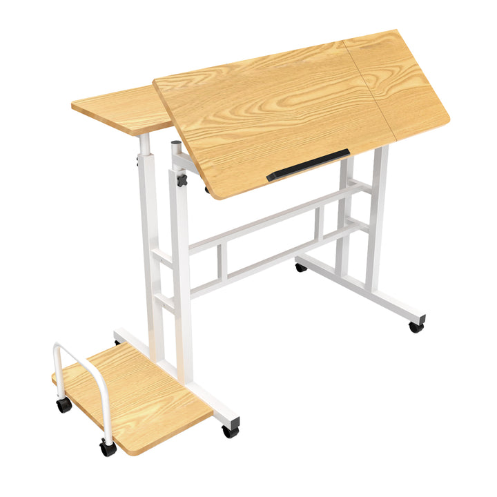 Masă mobilă pentru laptop Maclean, alb, top 80x60cm, 50kg max, reglare înălțime 67-115cm , MC-124 W