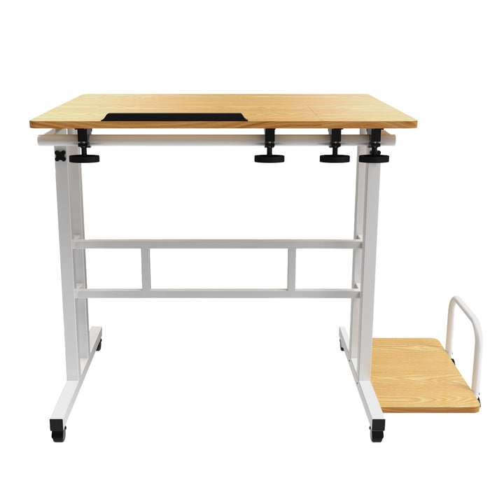 Masă mobilă pentru laptop Maclean, alb, top 80x60cm, 50kg max, reglare înălțime 67-115cm , MC-124 W