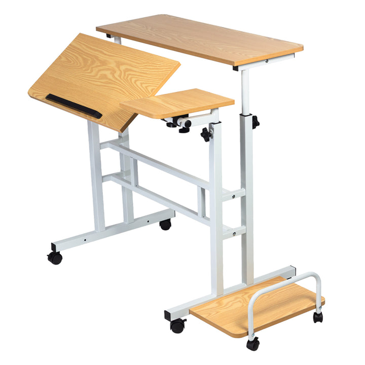 Masă mobilă pentru laptop Maclean, alb, top 80x60cm, 50kg max, reglare înălțime 67-115cm , MC-124 W
