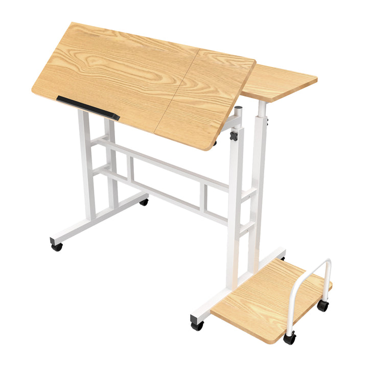Masă mobilă pentru laptop Maclean, alb, top 80x60cm, 50kg max, reglare înălțime 67-115cm , MC-124 W