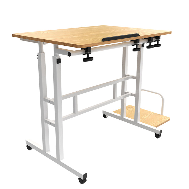 Masă mobilă pentru laptop Maclean, alb, top 80x60cm, 50kg max, reglare înălțime 67-115cm , MC-124 W