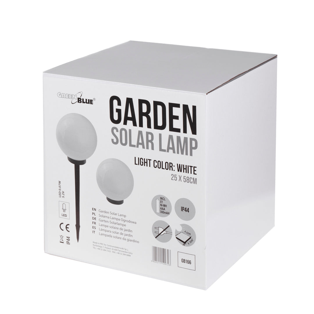 Lampă solară GreenBlue, de sine stătătoare, grădină, sferă 25x25x58cm, LED alb, GB166, 4 bucăți