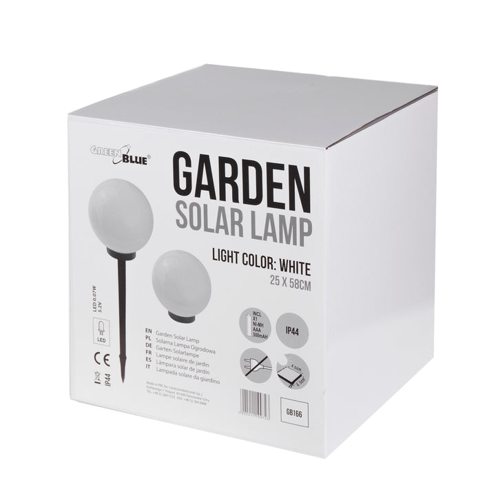 Lampă solară GreenBlue, de sine stătătoare, grădină, sferă 25x25x58cm, LED alb, GB166, 4 bucăți