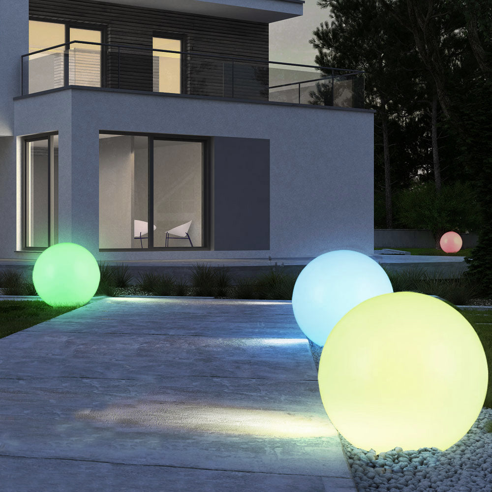 Lampă solară GreenBlue, de sine stătătoare, grădină, sferă 25x25x58cm, RGB LED, GB165, 4 bucăți