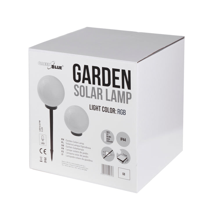Lampă solară GreenBlue, de sine stătătoare, grădină, sferă 25x25x58cm, RGB LED, GB165, 4 bucăți