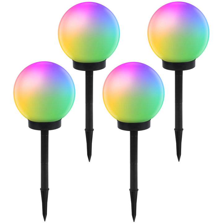 Lampă solară GreenBlue, de sine stătătoare, grădină, sferă 25x25x58cm, RGB LED, GB165, 4 bucăți