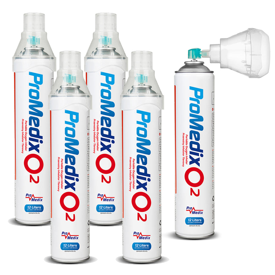 Inhalator portabil cu 99,4% oxigen în conservă Promedix 12L, PR-994, 5 unități
