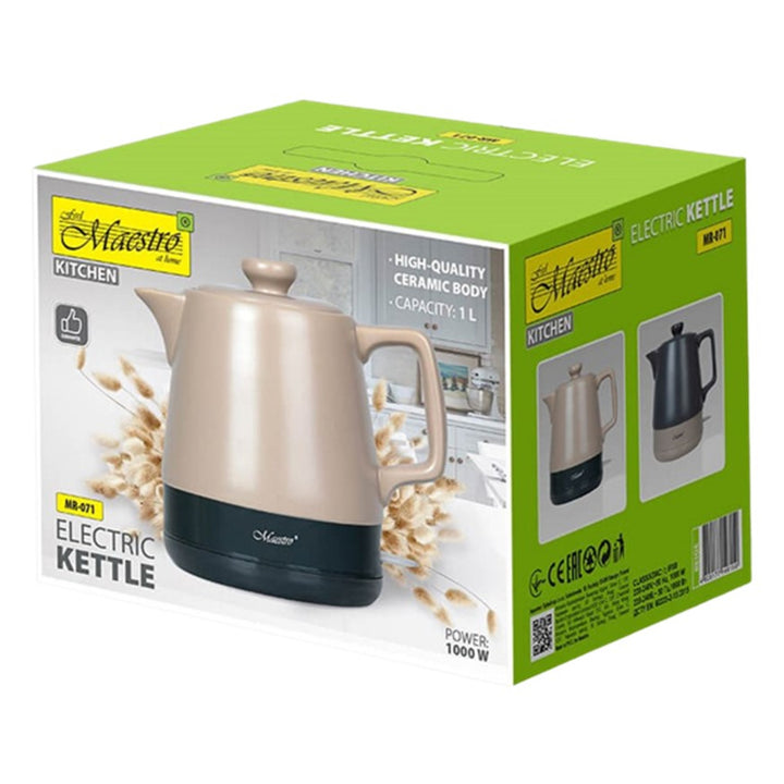 Fierbător electric ceramic 1l Maestro MR-071 Beige 1000W, priză UK