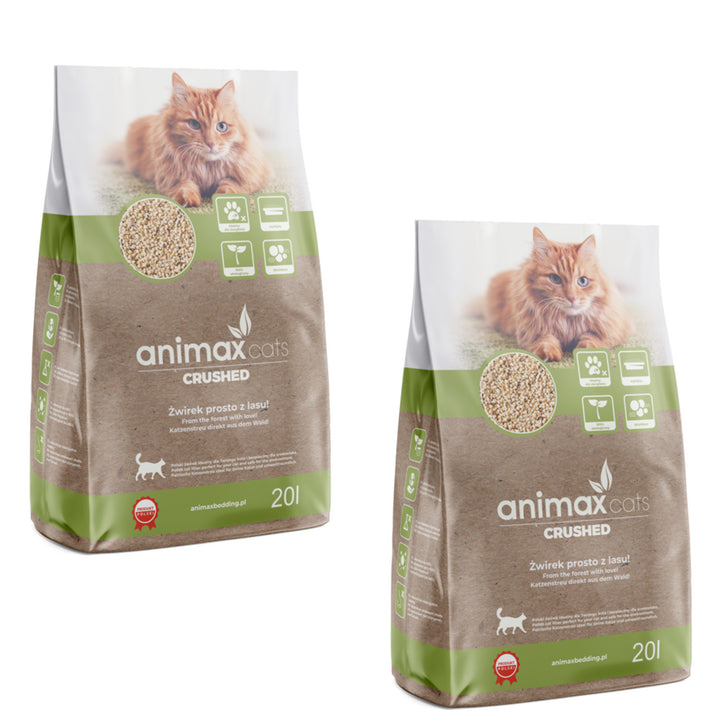 Gunoi cu aglomerare, clasic, zdrobit, 20 litri, Animax, 2 pachete