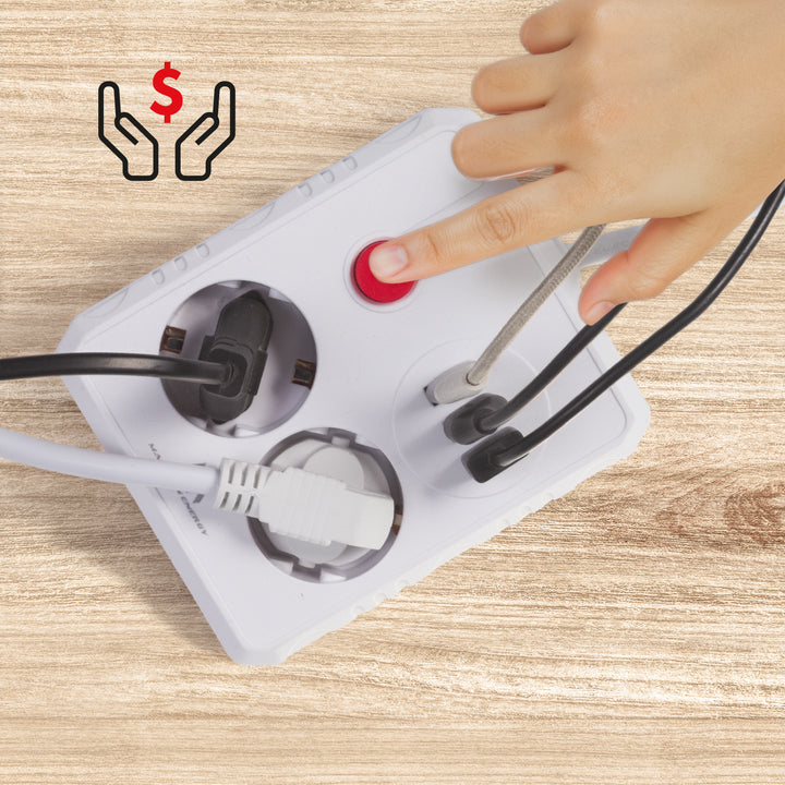 Maclean power strip, cablu prelungitor 2 prize + 3xUSB, 110-240V AC 50/60Hz, 2.1A max 2500W, 1.5m, alb, MCE387 W