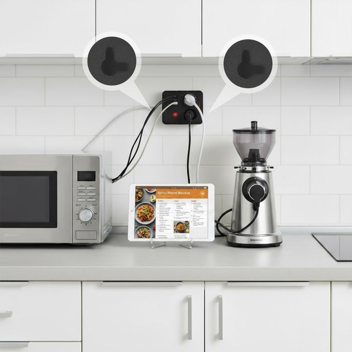 Furtun de alimentare Maclean, cablu prelungitor cu 2 prize + 3xUSB, 110-240V AC 50/60Hz, 2.1A max 2500W, 1.5m, negru, MCE387 B