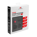 Maclean power strip, cablu prelungitor 2 prize + 3xUSB, 110-240V AC 50/60Hz, 2.1A max 2500W, 3 m, negru, MCE388 B